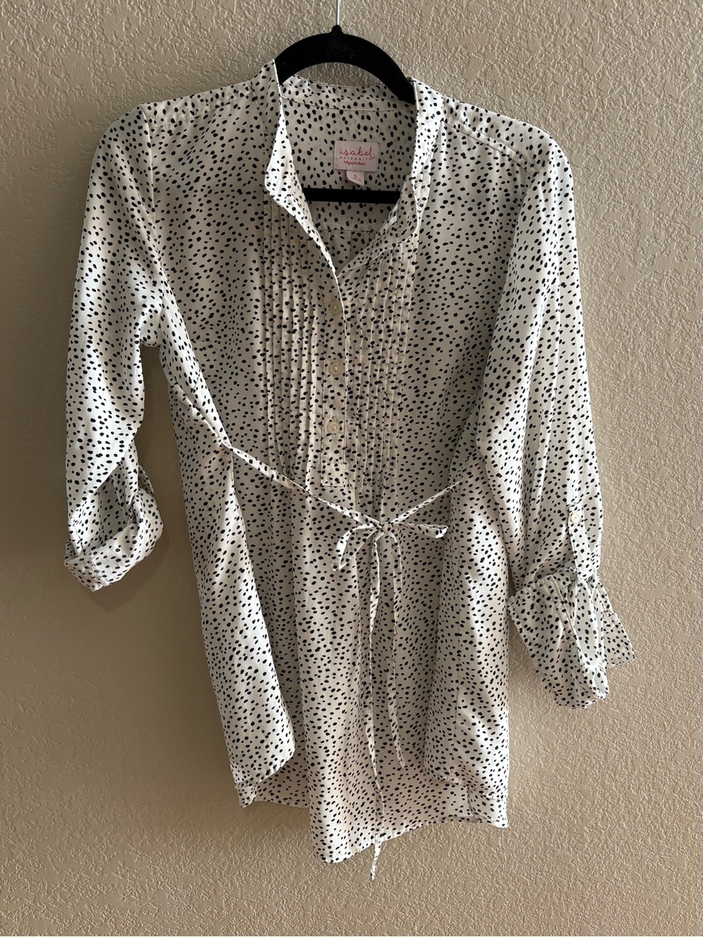 Isabel Maternity by Ingrid & Isabel White Tunic with Black Dot Print